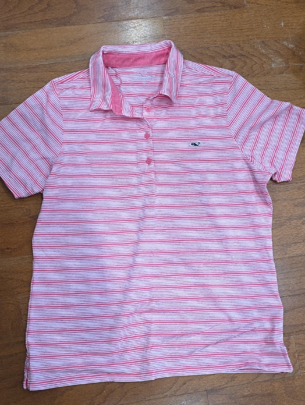 Vineyard Vines Pink and White Striped Polo